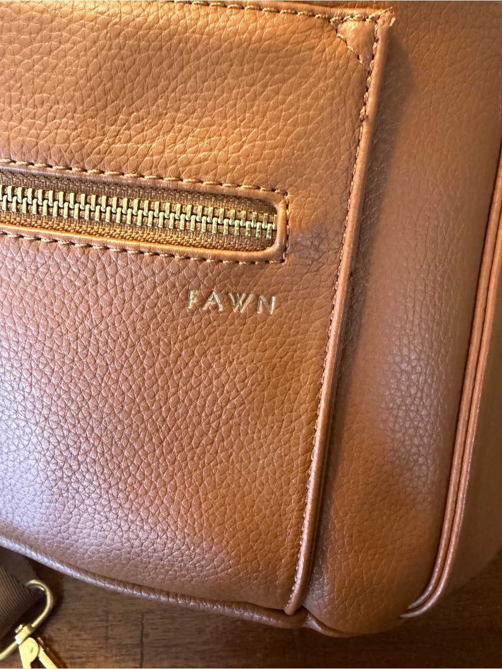 Fawn Design Convertible Leather Backpack Diaper Bag in Tan - Picture 2 of 12